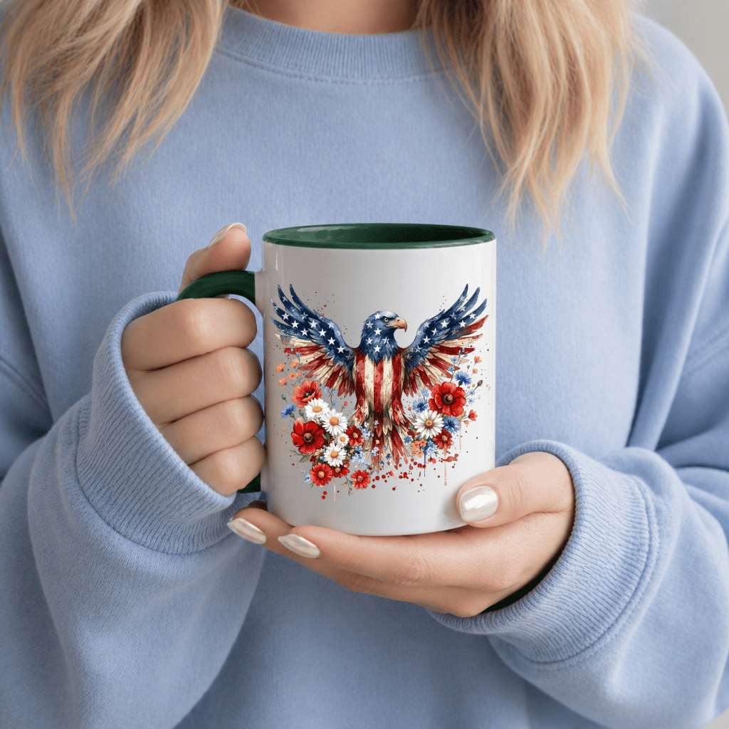 Bald Eagle Accent Mug – USA 250th Anniversary Gift for Proud American, Patriotic Cup - back view